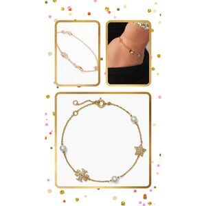 TORY BURCH Celestial Station Stars, Moon, Logo & Pearl Bracelet